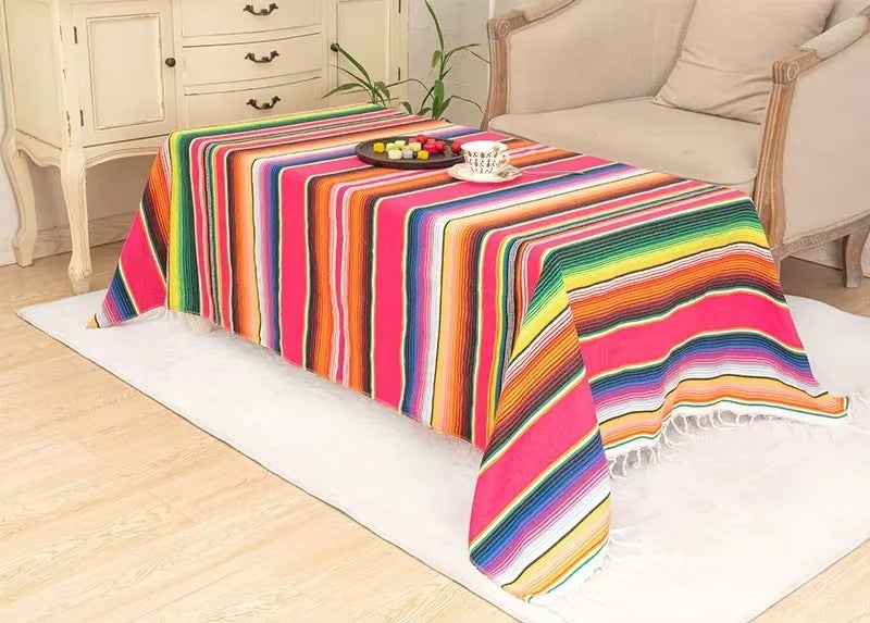 Bluejw In-Stock Cross-Border for Pinbo Modern Rectangle Mexican Party Tablecloth Table Runner Woven with Tassels Blanket - Image 1